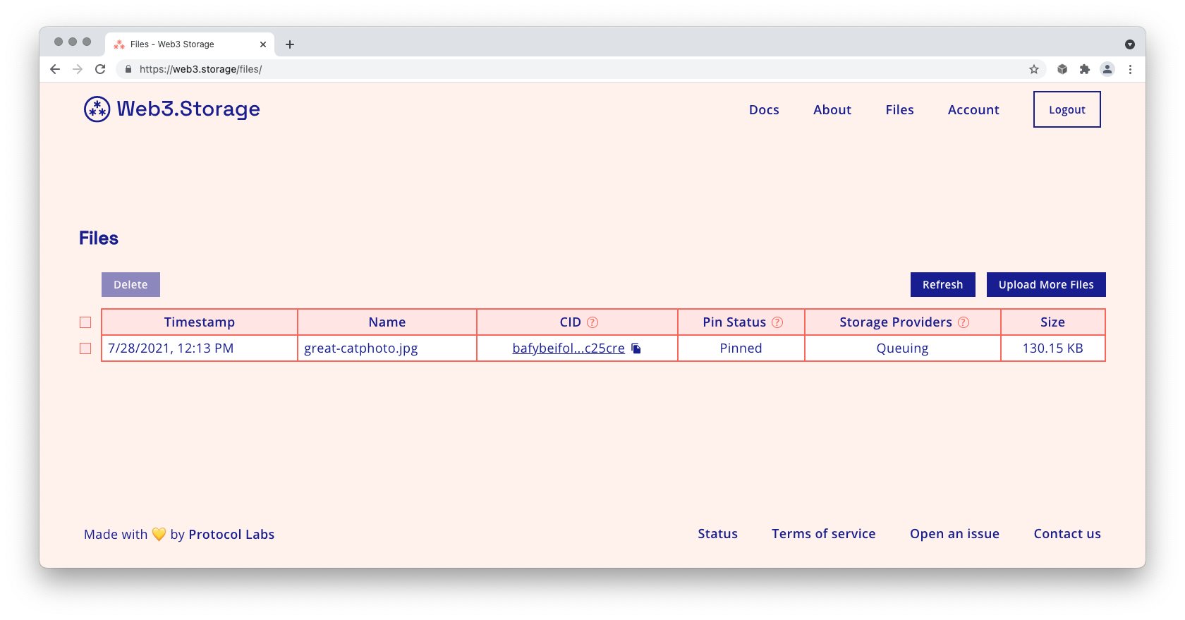 Web3.Storage interface